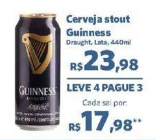 Sam's Club Cerveja stout Guinness Draught, Lata, 440ml oferta