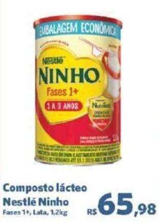 Composto lácteo Nestlé Ninho Fases 1+, Lata, 1,2kg