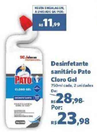 Sam's Club Desinfetante sanitário Pato Cloro Gel 750ml cada, 2 unidades oferta