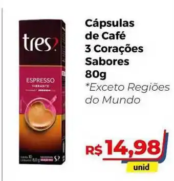Hiper Moreira Cápsulas De Café 3 Corações Sabores 80g oferta