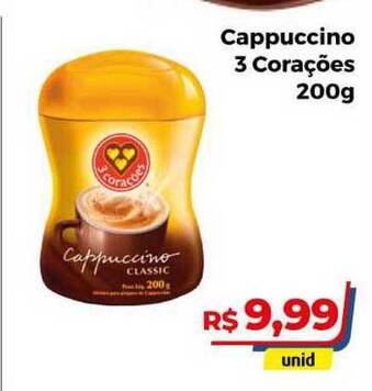 Hiper Moreira Café Cappuccino 3 Corações 200g oferta