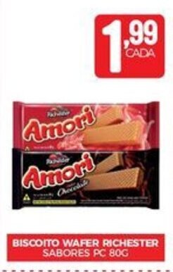 BISCOITO WAFER RICHESTER SABORES PC 80G
