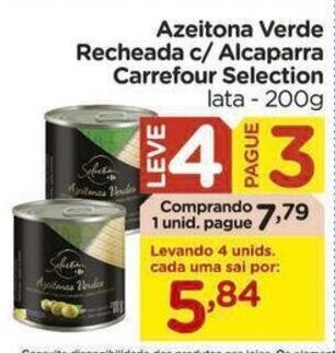 Carrefour Azeitona Verde Recheada c/ Alcaparra Carrefour Selection lata - 200g oferta