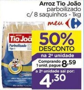 Carrefour Arroz Tio João parboilizado c/8 saquinhos - 1kg oferta