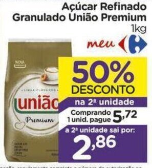 Açúcar Refinado Granulado União Premium 1kg