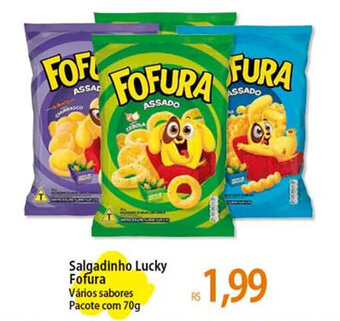 Atacadão Salgadinho Lucky Fofura Vários sabores Pacote com 70g oferta