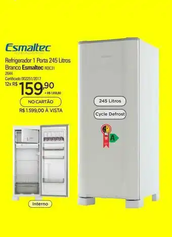 Zenir Esmaltec Refrigerador 1 Porta 245 Litros oferta