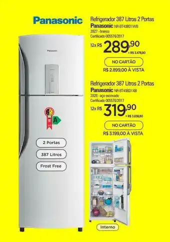 Zenir Panasonic Refrigerador 387 Litros 2 Portas oferta