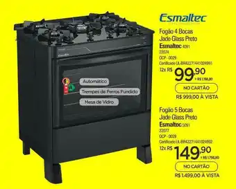 Zenir Fogão 4 Bocas Jade Glass Preto Esmaltec Fogão 5 Bocas Jade Glass Preto oferta