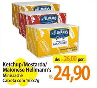 Atacadão Ketchup/Mostarda/ Maionese Hellmann's Minissachê Caixeta com 168x7g oferta