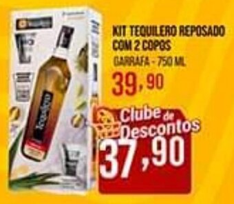 KIT TEQUILERO REPOSADO COM 2 COPOS GARRAFA-750 ML