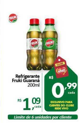 Rede Vivo Refrigerante Fruki Guaraná 200ml oferta