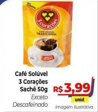 Hiper Moreira Café Sulúvel 3 Corações 50g oferta