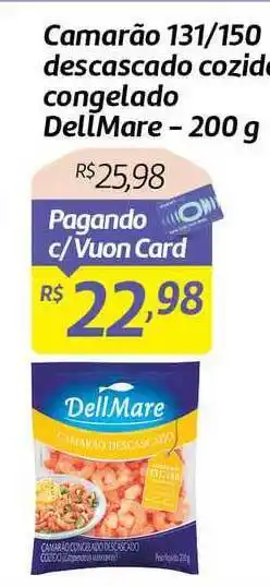Comper Camarão 131 150 Descascado Cozido Congelado Dellmare 200g oferta