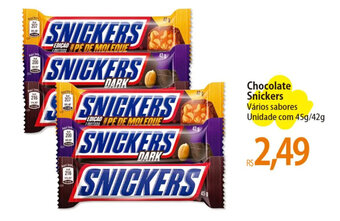 Atacadão Chocolate Snickers Vários sabores Unidade com 45g/42g oferta