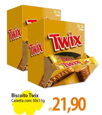 Atacadão Biscoito Twix Caixeta com 30x15g oferta