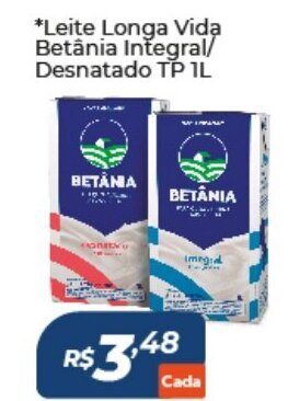 Atakarejo Leite Longa Vida Betania Integral/ Desnatada TP 1L oferta