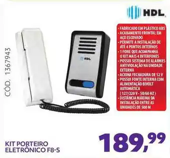 Telhanorte Kit Porteiro Electrônico F8-z Hdl oferta