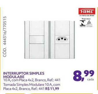 Interruptor Simples Modulare Fame