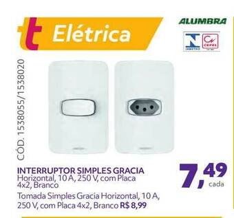 Telhanorte Interruptor Simples Gracia Alumbra oferta