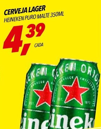 CERVEJA LAGER HEINEKEN PURO MALTE 350ML