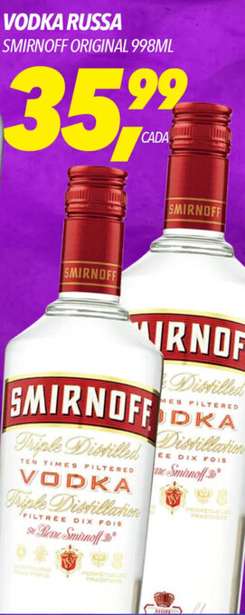 Frangolândia VODKA RUSSA SMIRNOFF ORIGINAL 998ML oferta