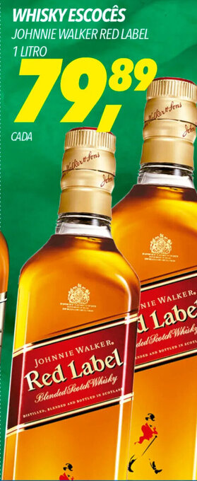Frangolândia WHISKY ESCOCÊS JOHNNIE WALKER RED LABEL 1 LITRO oferta