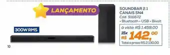 Lojas Colombo Soundbar 2.1 Canais Sn4 oferta