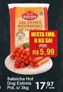 Rossi Supermercado Salsicha Hot Dog Estrela Pct. c/ 3kg oferta