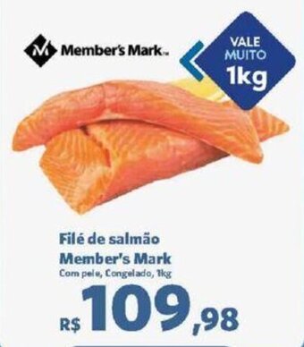 Sam's Club Filé de salmão Member's Mark Com pele, Congelado, 1kg oferta