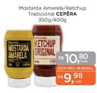 Supermercados Mundial Mostarda Amarela/Ketchup Tradicional CEPÊRA 350g/400g oferta