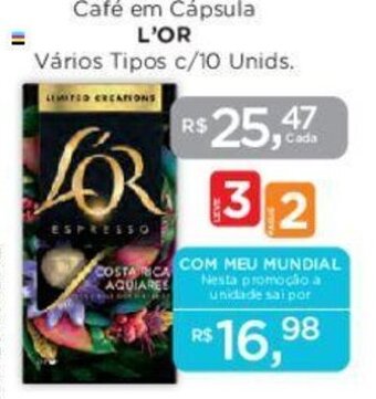 Supermercados Mundial Café em Cápsula L'OR Vários Tipos c/10 Unids. oferta