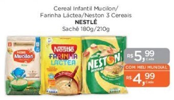 Supermercados Mundial Cereal Infantil Mucilon/ Farinha Láctea/Neston 3 Cereais NESTLÉ Sachê 180g/210g oferta