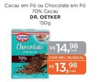 Cacau em Pó ou Chocolate em Pó 70% Cacau DR. OETKER 150g