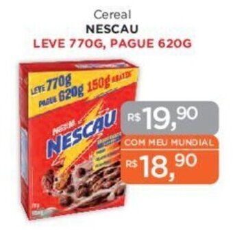 Supermercados Mundial Cereal NESCAU LEVE 770G, PAGUE 620G oferta
