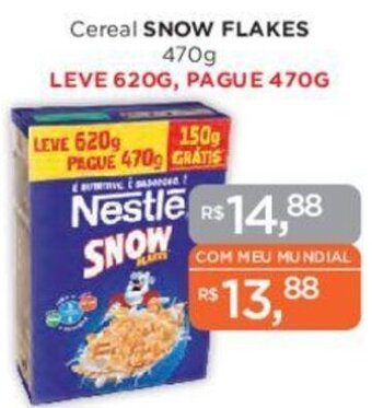 Supermercados Mundial Cereal SNOW FLAKES LEVE 620G, PAGUE 470G oferta