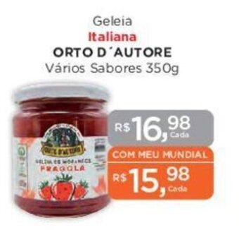 Supermercados Mundial Geleia Italiana ORTO D'AUTORE Vários Sabores 350g oferta