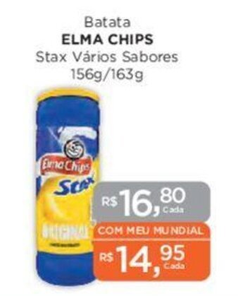 Supermercados Mundial Batata ELMA CHIPS Stax Vários Sabores 156g/163g oferta