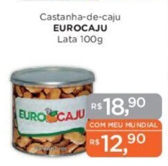Supermercados Mundial Castanha-de-caju EUROCAJU Lata 100g oferta