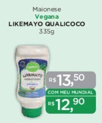 Supermercados Mundial Maionese Vegana LIKEMAYO QUALICOCO 335g oferta