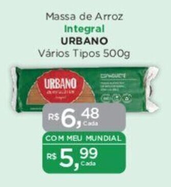 Supermercados Mundial Massa de Arroz Integral URBANO Vários Tipos 500g oferta