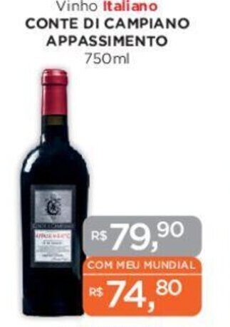 Supermercados Mundial Vinho Italiano CONTE DI CAMPIANO APPASSIMENTO 750ml oferta