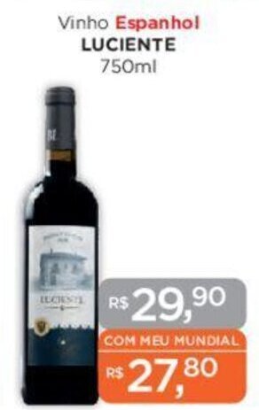 Supermercados Mundial Vinho Espanhol LUCIENTE 750ml oferta