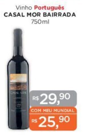 Supermercados Mundial Vinho Português CASAL MOR BAIRRADA 750ml oferta