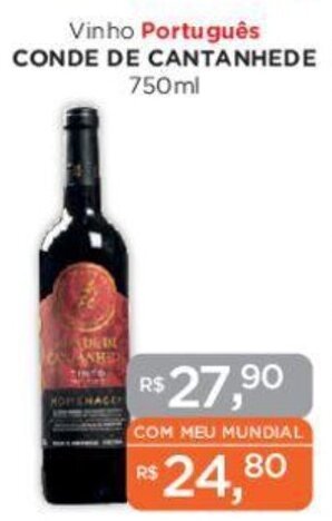 Supermercados Mundial Vinho Português CONDE DE CANTANHEDE 750ml oferta