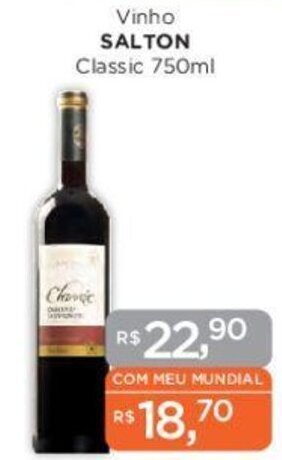 Supermercados Mundial Vinho SALTON Classic 750ml oferta