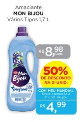 Supermercados Mundial Amaciante MON BIJOU Vários Tipos 1,7 L oferta