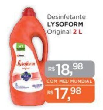 Supermercados Mundial Desinfetante LYSOFORM Original 2 L oferta