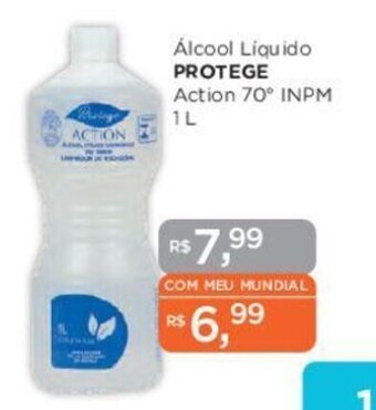 Supermercados Mundial Álcool Liquido PROTEGE Action 70° INPM 1L oferta