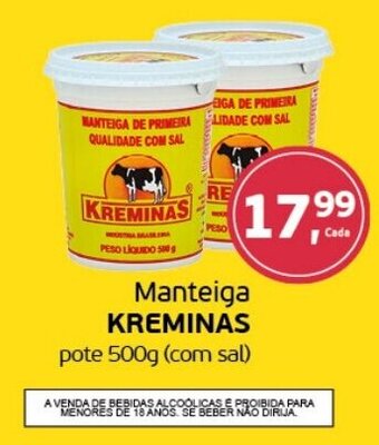 Cometa Supermercados Manteiga KREMINAS pote 500g (com sal) oferta